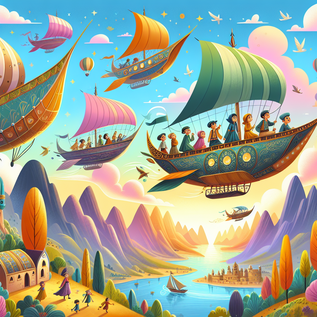 Fiaba dei Viaggi su Navi Volanti e le Loro Avventure